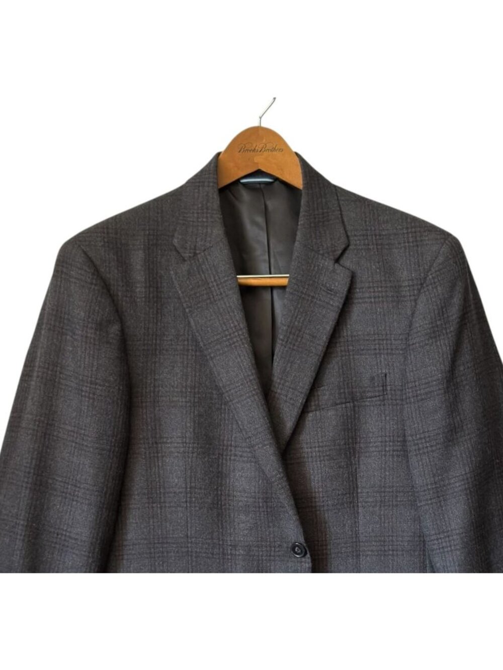 Vintage Tommy Hilfiger Mens 44 R Sport Coat Glen Plaid Check Gray Black Wool - Picture 2 of 16
